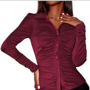 SHEIN Deep Red Ruched Women's Top